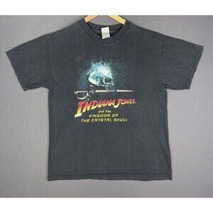 Vintage Y2K Indiana Jones Kingdom Crystal Skull Movie Promo Art Rare Black Faded